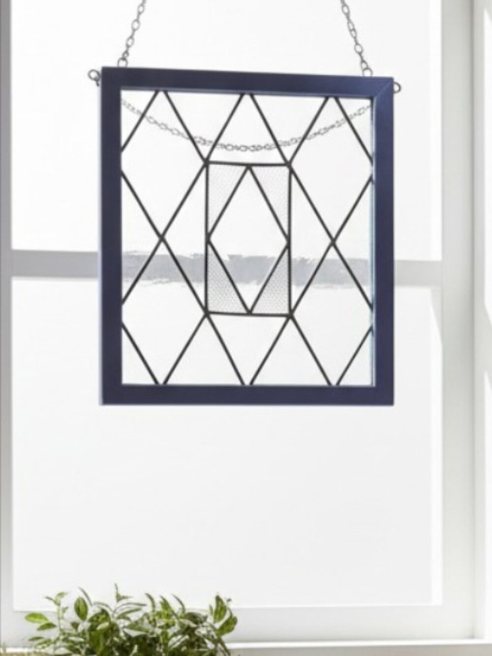Beveled Glass Sun Catcher, Framed, Lavender, Geometric Bevels, Hangable, Vintage